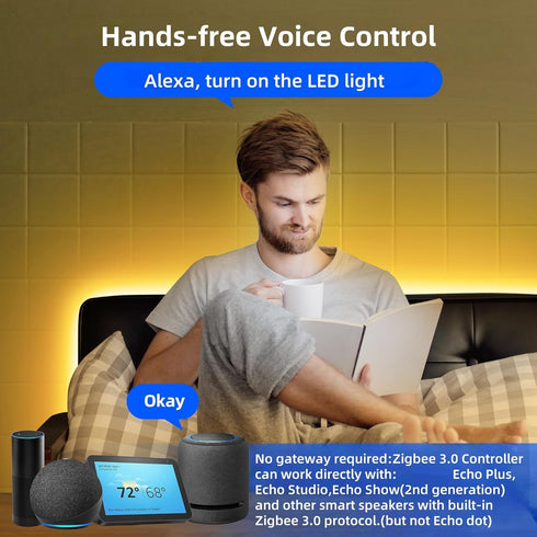 3.0 Dimming GIDERWEL Smart Zigbee LED Controller RGBWW Work with ZigBee Hub Bridge,Echo Plus,Tuya Smart Hub