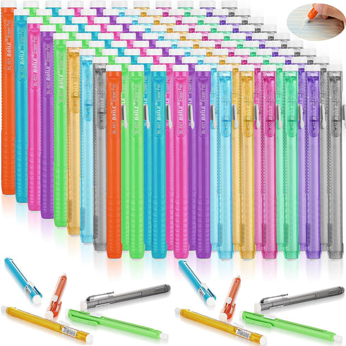 Ctosree 96 Pcs Retractable Mechanical Eraser Bulk, Portable Pen Style with Grip for School Office Painting Writing