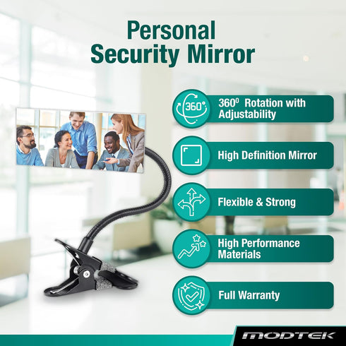Modtek 1 Pack) Clip-On Rear View Mirror for PC Monitors or Anywhere by (HD Clip on Mirror
