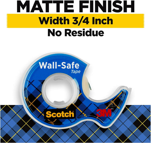 Scotch Wall-Safe Tape, 2 Dispensered Rolls, Invisible, Photo Safe, 3/4 in x 600 in
