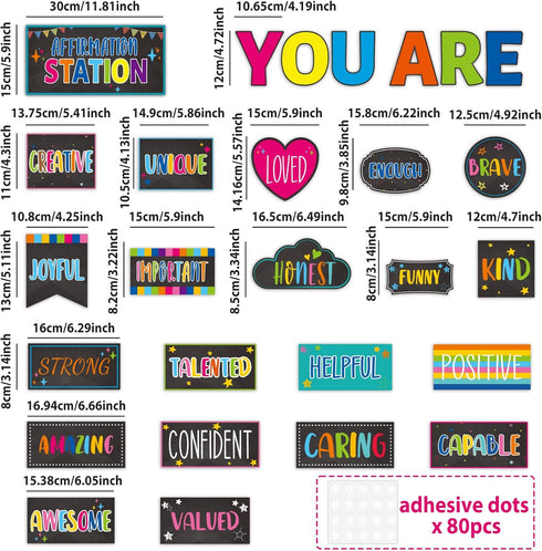 Classroom Affirmation Station Bulletin Board Set, Motivational Decor, Positive Affirmations Accents for Teachers,