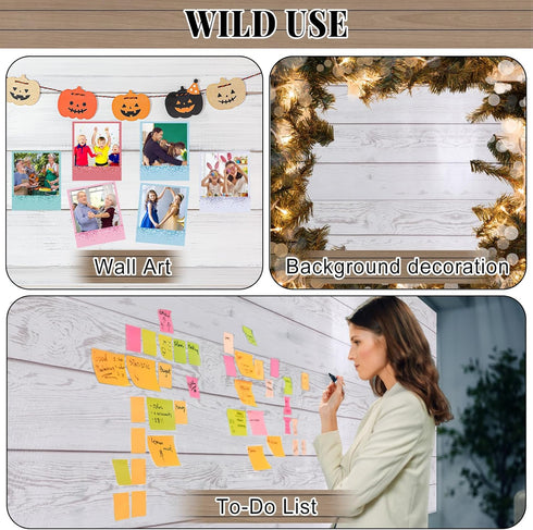 White Wood Bulletin Board Roll 15.55" x 236.22", Waterproof Erasable Non-woven Fabric for Classroom Decor Crafts