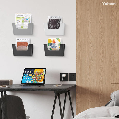 YOHOM 5 PCS Single Pocket Mail Holder, Hanging Wall File Organizer, Vertical Magazine Rack for Desk and Office