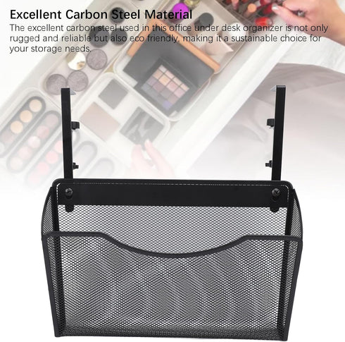 ZJchao Desk Side Storage Organizer Adjustable Mesh Hanging Desk Organizer Carbon Steel and PP for Office School