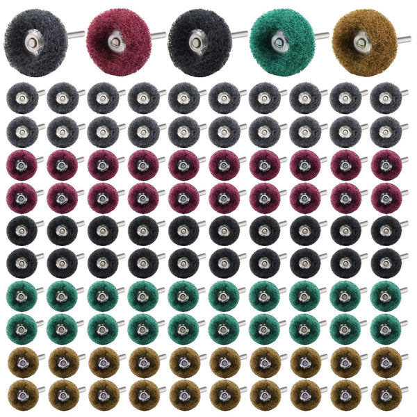 Abrasive Wheel, 100pcs 1" Buffing Polishing Wheels, Metal Polishing Compound for Rotary Tools, 1/8"(3mm) Shank, 120
