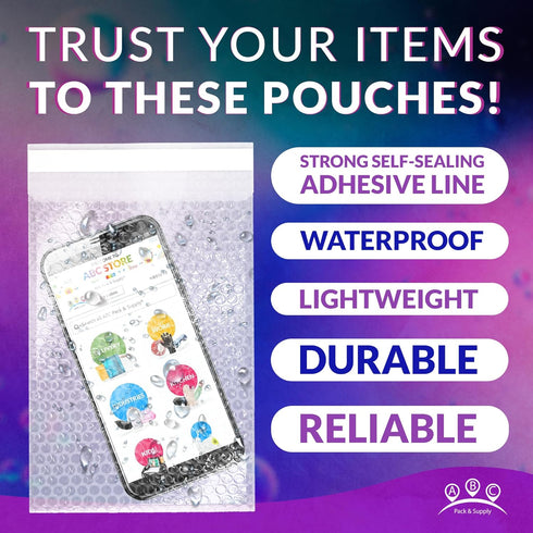 Clear Bubble Out Bags, 12 x 11.5 Inches, Pack of 10 Polyethylene Self Seal Bubble Pouches
