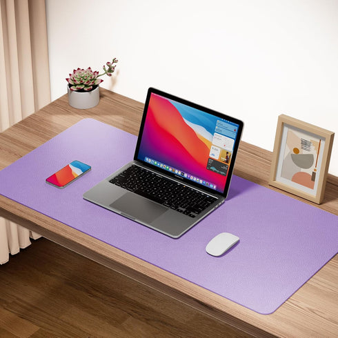 Boutilon (S-Purple,24"x 14") Leather Desk Pad Protector,Non-Slip Mouse Pad,Laptop Desk Pad,Office Mouse Mat,Waterproof