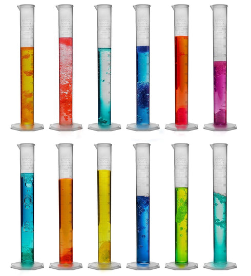 EISCO 12PK Graduated Cylinders, 100mL - Class B Tolerance, Octagonal Base, Polypropylene Plastic