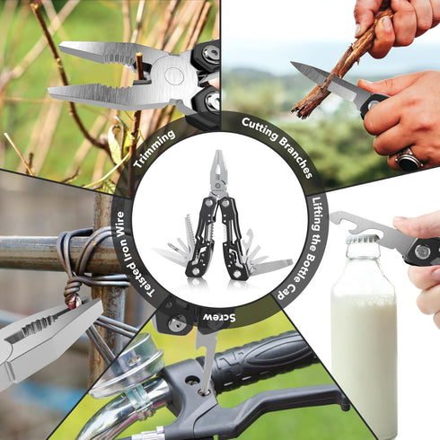 14-In-1 Professional Multitool with Safety Locking - Stainless Steel Pliers, Pocket Knife, Screwdriver & Sheath