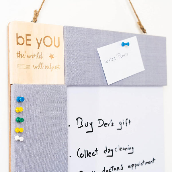 IVEI White Board Pin Board Combo, Dry Erase and Bulletin Board, 14in X 14in, All Purpose Boards