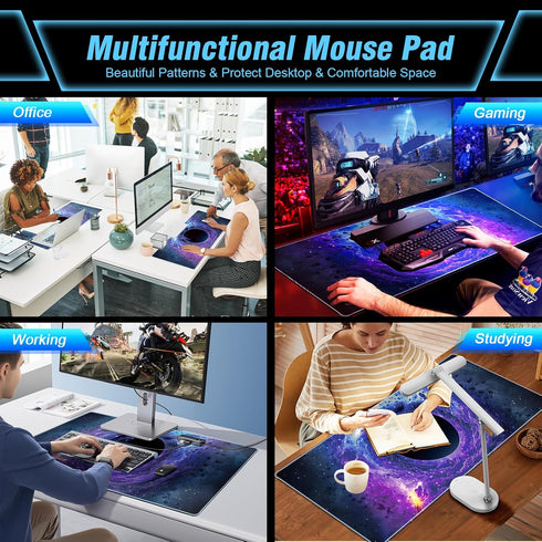 Mysterious Black Hole Gaming Mouse Pad, Cool Technology Style, Superior Smooth Fabric & Non-Slip Base, 31.5 x 11.8in XXL