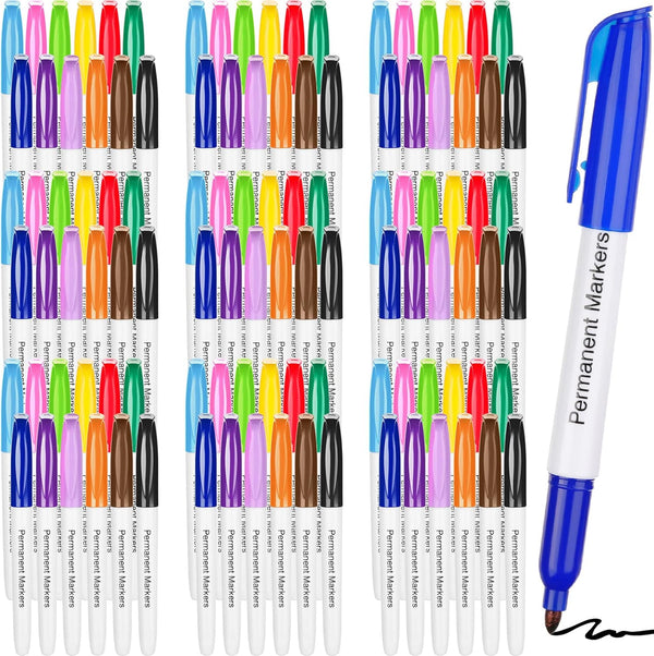 Yahenda 108 Pack Colored Permanent Markers, Bulk Colorful Fine Point Waterproof Markers for Work, School
