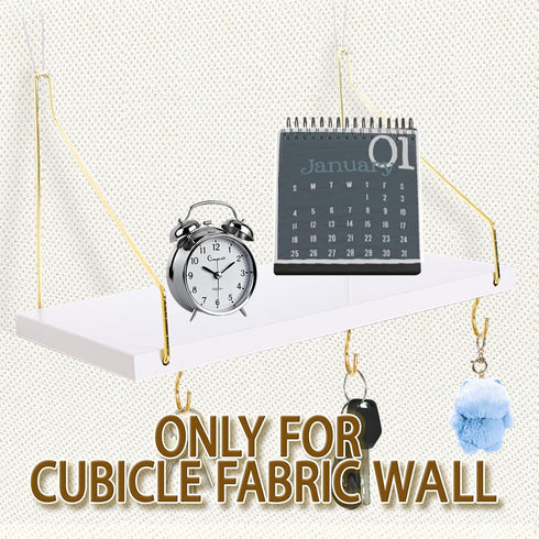 KjsEphitelian 2-Pack Hooks12x6.0in Cubicle Shelf For Fabric Walls With White Wooden Cubicle Shelf Hanging Organizer