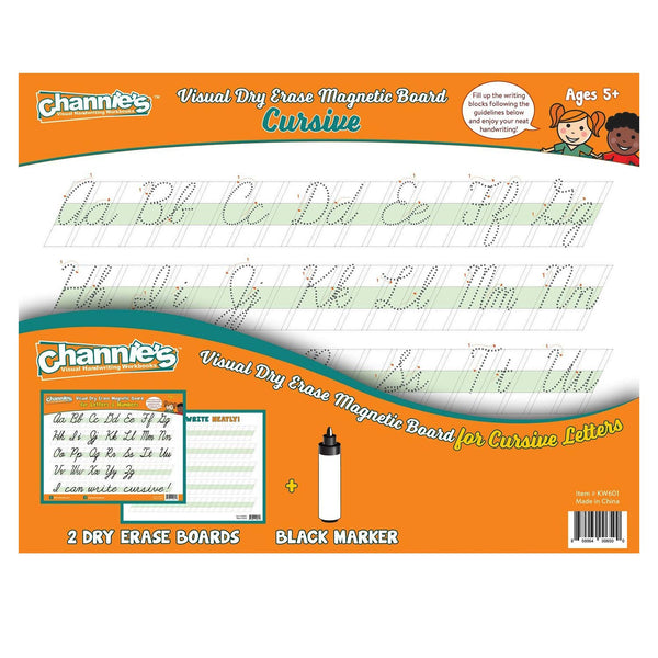 Channie's Visual Dry Erase Magnetic Alphabet Tracing Board for Cursive Letters, Portable Cursive Magnet Tracing Board