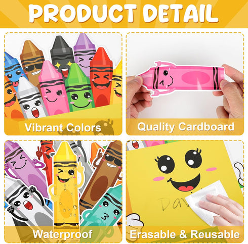 Hedeey 72 Pack Pcs Crayon Bulletin Board Decorations for Classroom,Welcome to Our Crayon Theme Classroom Decor
