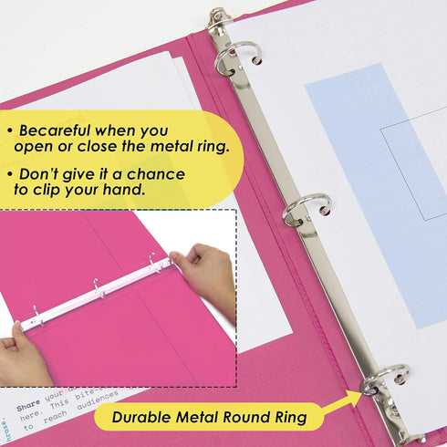 BAZIC 3 Ring Binder 1.5" Economy View Binders Organizer - Fuchsia, Round Ring, Holds 250 Sheets, 2-Count