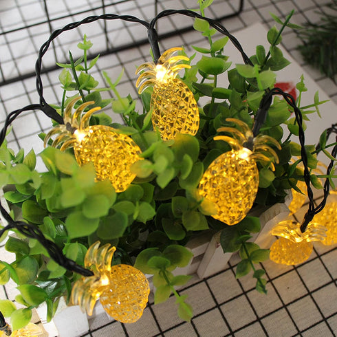 SNOMYRS 13Ft 20 LED Solar Pineapple String Lights, Warm White Fairy Lights with 8 Lighting Modes for Garden Yard Patio