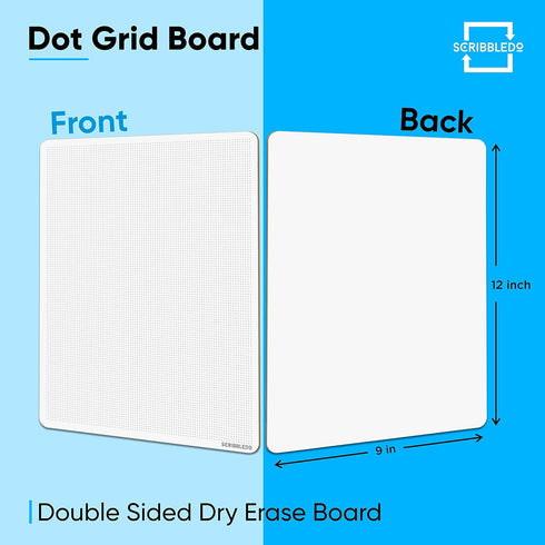 Dotted Dry Erase Board, 9" x 12" Double Sided with Bullet Dot Grid Paper for Home School Classroom Kids