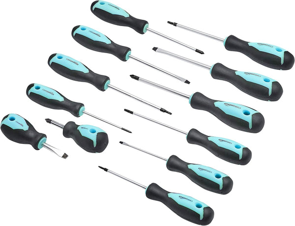 Amazon Basics 12-Piece Magnetic Screwdriver Set, Turquoise, 7 x 2 x 14.8 inches
