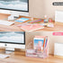 Pink Desk Organizers and Accessories, Pink Office Supplies with Mesh Desk Organizer, Acrylic Tape Dispenser, and