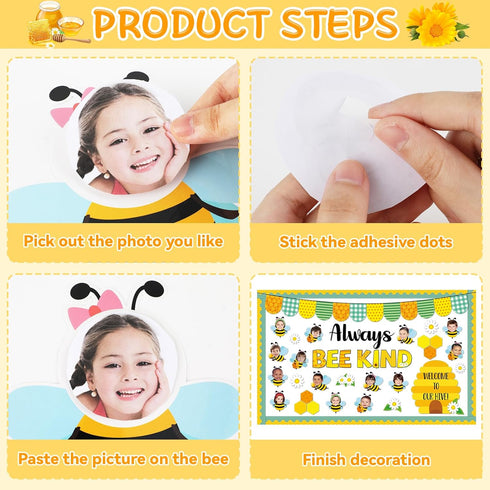 Bee Bulletin Board Set DIY Photo Crafts Summer Cutouts for Teachers Students Always Bee Kind Classroom Decorations
