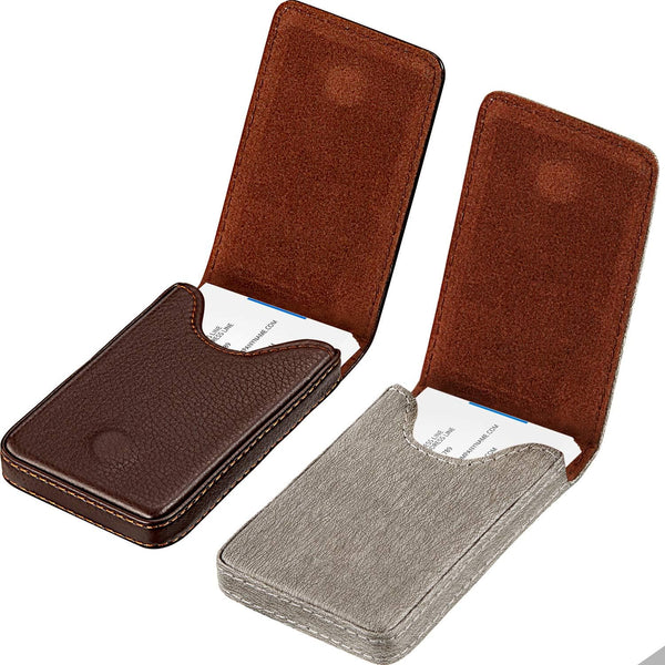 Outus 2 Pieces PU Leather Business Card Holder Wallet with Magnetic Shut for Men Women