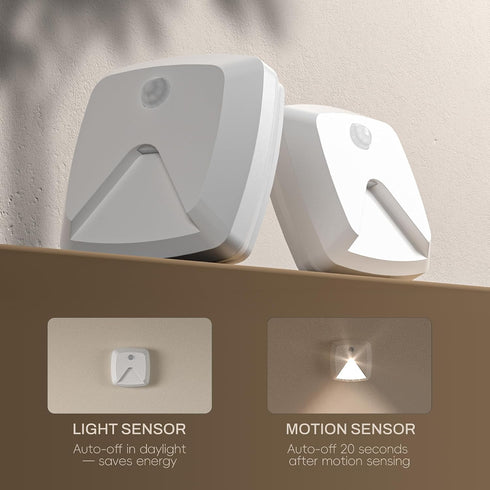 6-Pack Closet innofox Stick-on Motion Sensor Lights, Warm White LED Night Light, Stick-Anywhere Stair Lights, Light