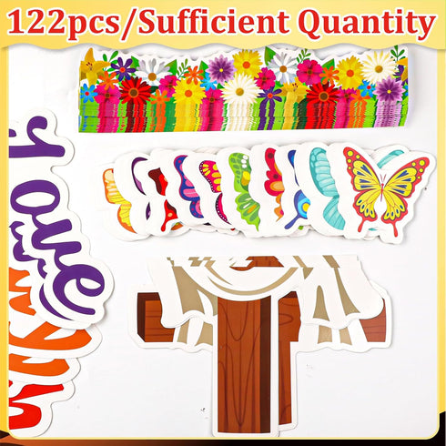 Jesus Bulletin Board Decorations - Christian Religious Set with Fly Away with God Cross Cutouts