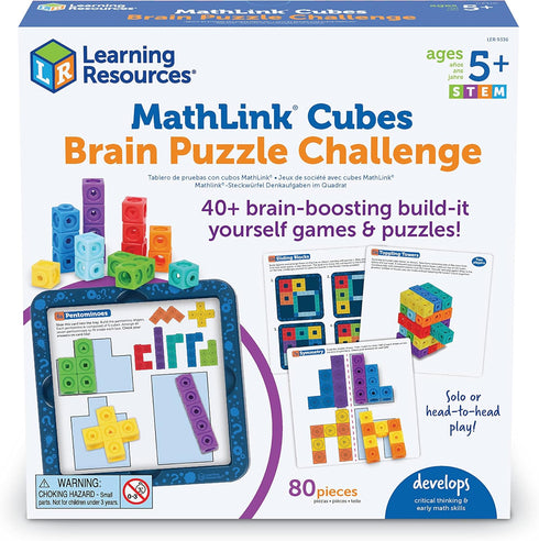 80 5+, Learning Resources MathLink Cubes Brain Puzzle Challenge, Pieces, Ages Classroom Must Haves, Preschool