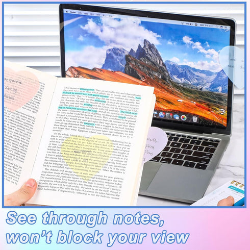 Jetec 900 Sheets Heart Transparent Sticky Notes, 18 Translucent Clear Memo Pad for Office School