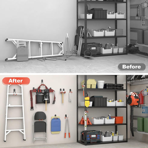 15 TORACK PCS Garage Storage System Hooks, Shelving Hooks for Keyhole Shelving Units Wall Mount Utility Hooks