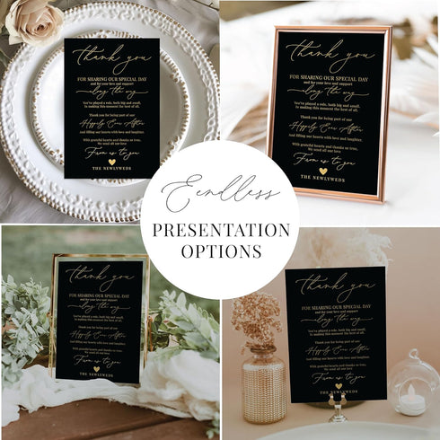 4x6 Your Main Event Prints Prefilled Thank You Place Cards for Weddings & Bridal Showers - Elegant Gratitude Cards