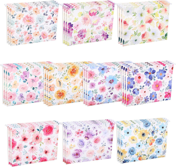Janmini 30 Pcs Decorative Hanging Folders, Seamless Floral Design, Letter Size, Office Supplies Organizers