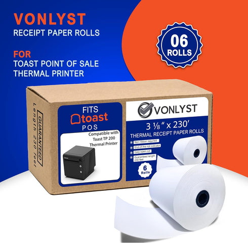 TP200 (06 Thermal Printer Paper Roll for Toast Receipt Printer Point of Sale rolls)