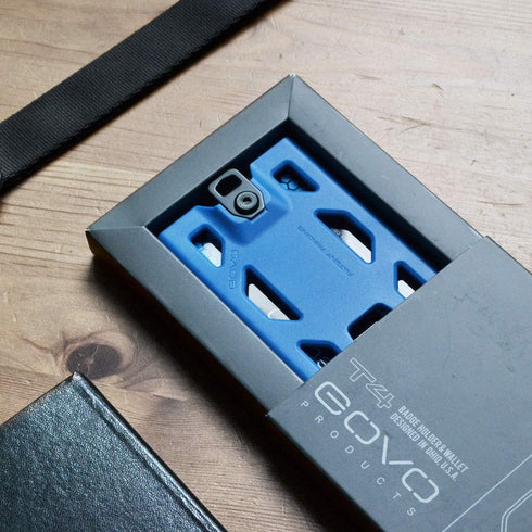 T4 Badge Holder No-Clip Version, Durable Polycarbonate ID Card Holder, Holds 1 to 4 Cards (Blue)