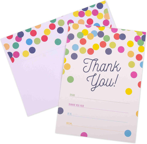 GSM Brands Thank You Cards for Kids - 20 Cards with Envelopes