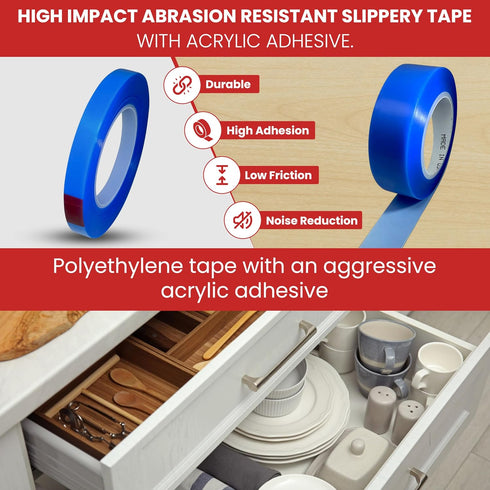 GGR Supplies T.R.U. UHMW High Impact Abrasion Resistant Slippery Tape with Acrylic Adhesive, 36 Yards (1/2" (12.5mm))