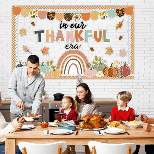 Fall Pumpkin Bulletin Board Decorations, Thanksgiving Classroom Decor with Autumn Leaves Pumpkin Cutouts
