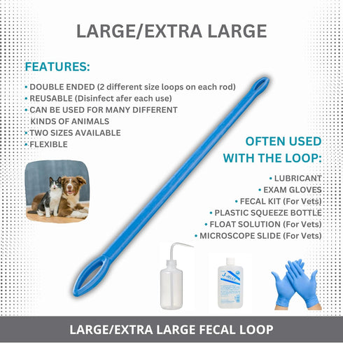 Fecal Loops for Large Animals, Stool Sample Collection Kit for Dogs, Goats, Sheep, Reusable Double End Loop
