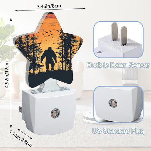 Light,Sunset Gift,0.5W Big Foot Forest Night Landscape Plug-in Star Night Lights with Dusk-to-Dawn Sensor