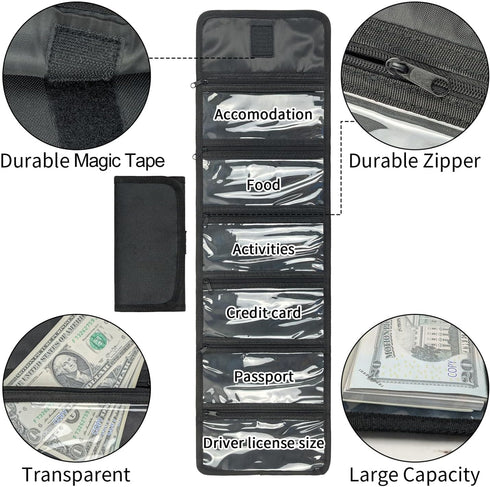 6 Multipack VOCHIC Money Bag, Money Organizer for Cash with Pocket Money Holder, Cash Bill Organizer, Money Pouch Small