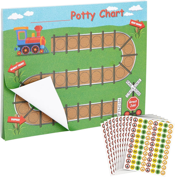 Potty Training Chart - Sticker Incentive Chart for Toddlers - Train-Themed Layout