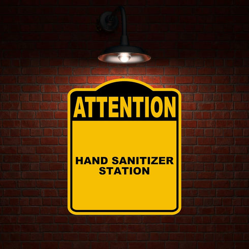 8.5 10 inches HAND SANITIZER STATION Attention Yellow Black Aluminum Composite Sign x
