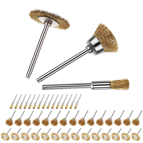 45 Pieces Brass Wire Brushes Set, Wheel Cup Pen Brush Polishing Attachment Kit for Dremel Grinder Rotary Tools (Gold)