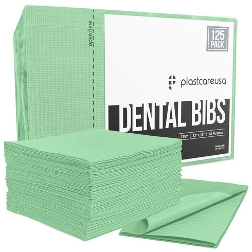 Disposable Dental Bibs 13"x18" (125 Pack) - 3 Ply Waterproof Tattoo Bib