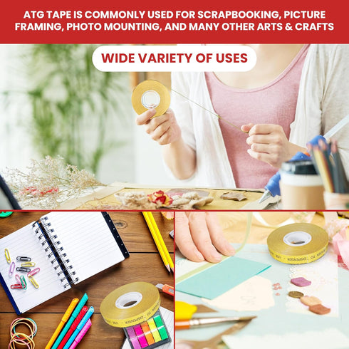 GGR Supplies T.R.U. ATG-7502 ATG Tape (Acid Free Adhesive Transfer Tape) - 1/2 in. Wide x 36 yds. (Pack of 6)