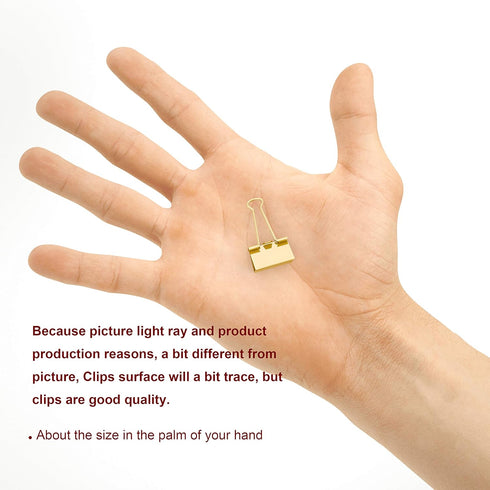 Gold Mini Binder Clips 3/5" / 0.6-inch / 15-mm (40-Count)