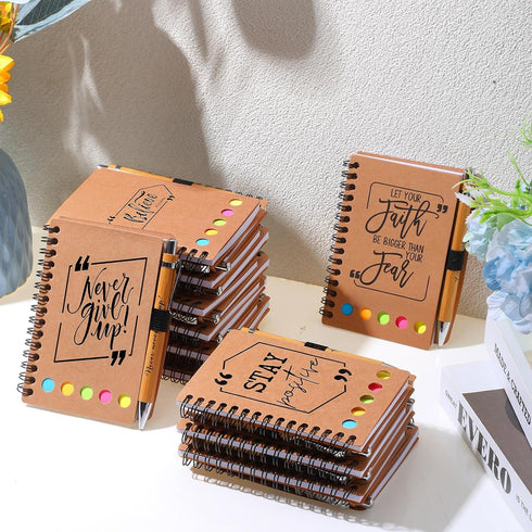 Tenceur Inspirational Gifts Bulk Notebook and Pen Set, Spiral Journal Notepad with Sticky Notes for Team Appreciation