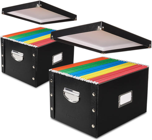 Snap-N-Store File Storage Box & Organizer - 2 Pack, Portable File Boxes for Documents, Back To School