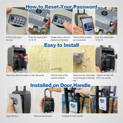 Key Lock Box with Retractable Key Tether and Removable Shackle
